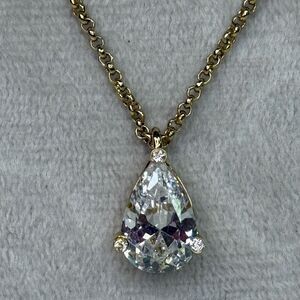 New Kate Spade Solitaire CZ Pendant Gold Chain Necklace